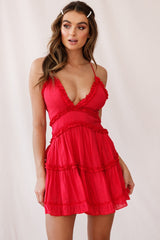 Laney Low Back Cami Strap Dress Plain Red