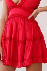 Laney Low Back Cami Strap Dress Plain Red