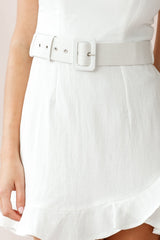 Ella Bandeau Belt Buckle Dress White