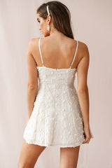 Lullaby Surplice Neckline Embellished Dress Beige