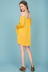 Jaelyn Tube Top Tassel Dress Yellow Mustard