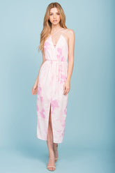 Emilia Open Back Floral Print Midi Dress Pink