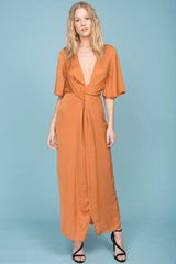 Cleo High Slit Maxi Dress Tan