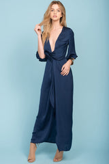 Cleo High Center Slit Dress Navy