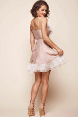 Gardenia Frill Wrap Dress Nude
