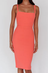 Georgia Square Neckline Midi Dress Apricot