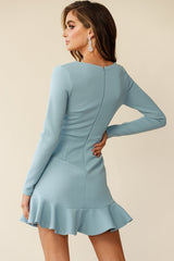 Chicago V-Neckline Long Sleeve Dress Midnight Blue