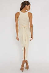 Charmed Me Ribbed Knit Midi Dress Cream