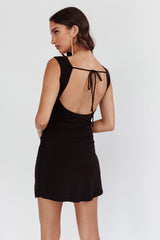 Giavanna Thigh Split Mini Dress Black