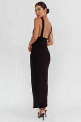 Eternal Waist Twist Split Dress Black