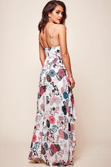 Kelly Floral High-Low Hem Dress White