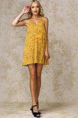 Brody Floral Lace Mini Dress Mango Yellow
