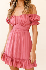 Linka Off-Shoulder Tie Back Dress Rose