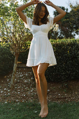 Linka Off-Shoulder Tie Back Dress White