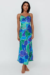 Hula Sweetheart Midi Dress Floral Blue