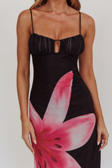Kailua Floral Print Maxi Dress Black