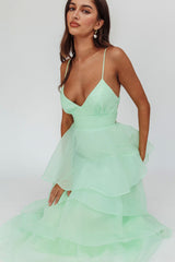 Made For You Tiered Ruffle Midi Dress Mint