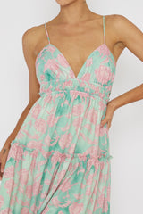 Candid Shot Open Back Midi Dress Floral Pink