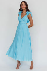 Madara Laced Back Ruffle Dress Blue