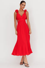 Madara Laced Back Ruffle Dress Red