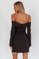 Laviniah Foldover Long Sleeve Mini Dress Black