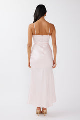 Honeysuckle Floral Neckline Midi Dress Pink