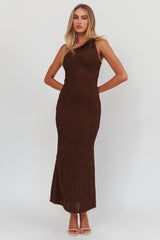 Lingering Love One-Shoulder Twist Maxi Dress Chocolate