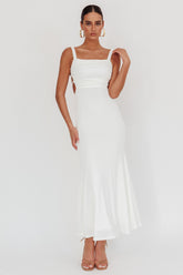 Dream Crush Lace-Up Back Maxi Dress White