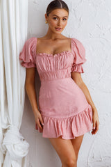 Light Catcher Sweetheart Neckline Frill Dress Blush
