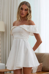 Lillianne Off-Shoulder A-line Mini Dress White