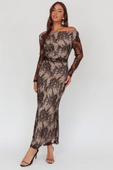 Loveland Off-Shoulder Lace Maxi Dress Black