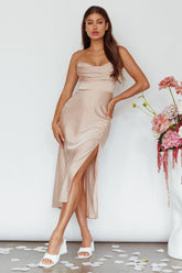 Giorgette Side Split Midi Dress Champagne