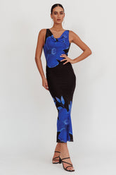 Cassiopeia Open Back Maxi Dress Hibiscus Blue