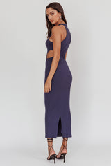 Estella Keyhole Ribbed Midi Dress Navy