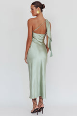Carmel One-Shoulder Sash Maxi Dress Sage