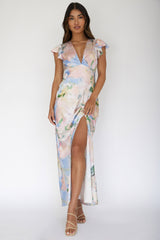 Jannet Keyhole Back Maxi Dress Floral Apricot