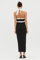 Canary Islands Halterneck Midi Dress Black