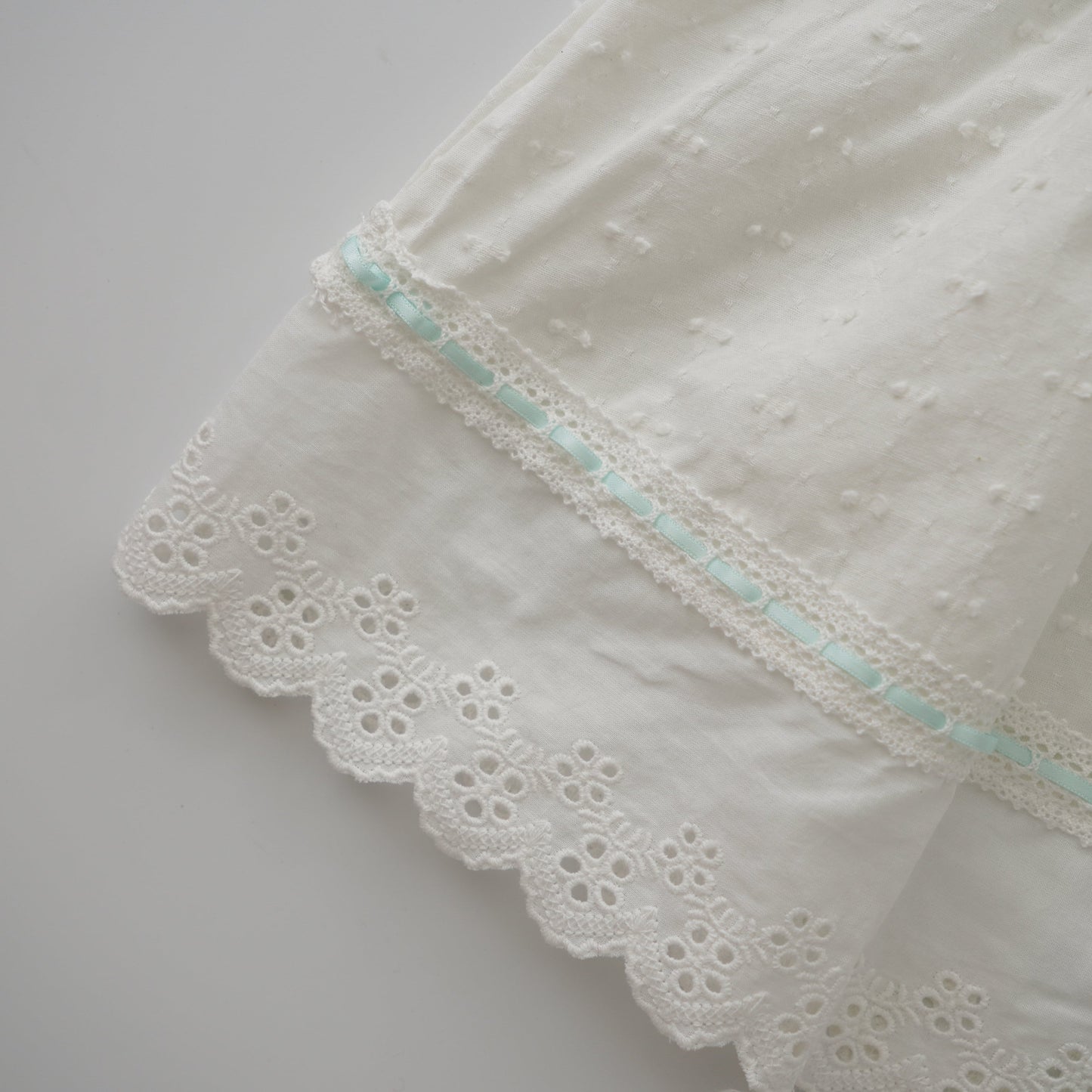 Plain White Dress with Ribbon Details (Size 110&120)