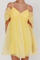 Little Liar Organza Mini Dress Yellow