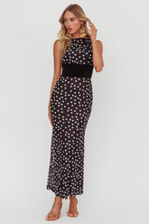 Elza Scoop Back Maxi Dress Spot Black