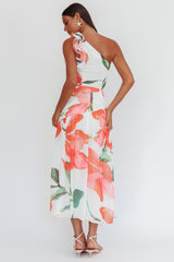 Kinley One-Shoulder Ruffle Maxi Dress Floral Red