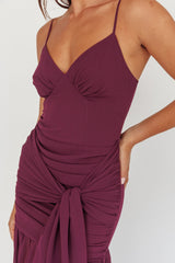 Floating Waist Sash Maxi Dress Plum