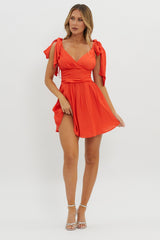 Lola Tied Shoulder Mini Dress Cherry Red