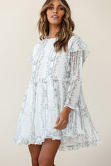 Marion Long Sleeve Shift Dress Vintage Floral Print White