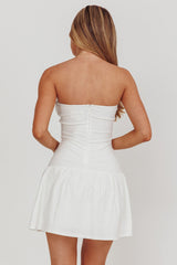 Cosmic Eyes Bow Strapless Mini Dress Off White