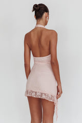 Girl Talk Diamante Heart Mini Dress Blush