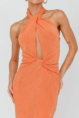 Ileana Twist Bodice Maxi Dress Orange