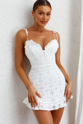 Kenzie Tied Shoulder Lace Dress White