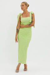 Bindi Puckered Tied Strap Dress Green