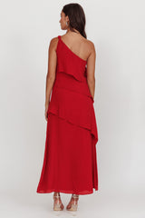 Delwyn One-Shoulder Maxi Dress Red